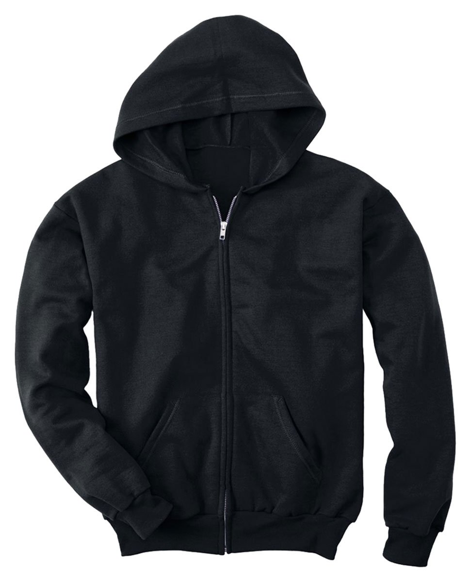 Hanes Boys’ EcoSmart Full Zip Hooded Jacket, Black, Large