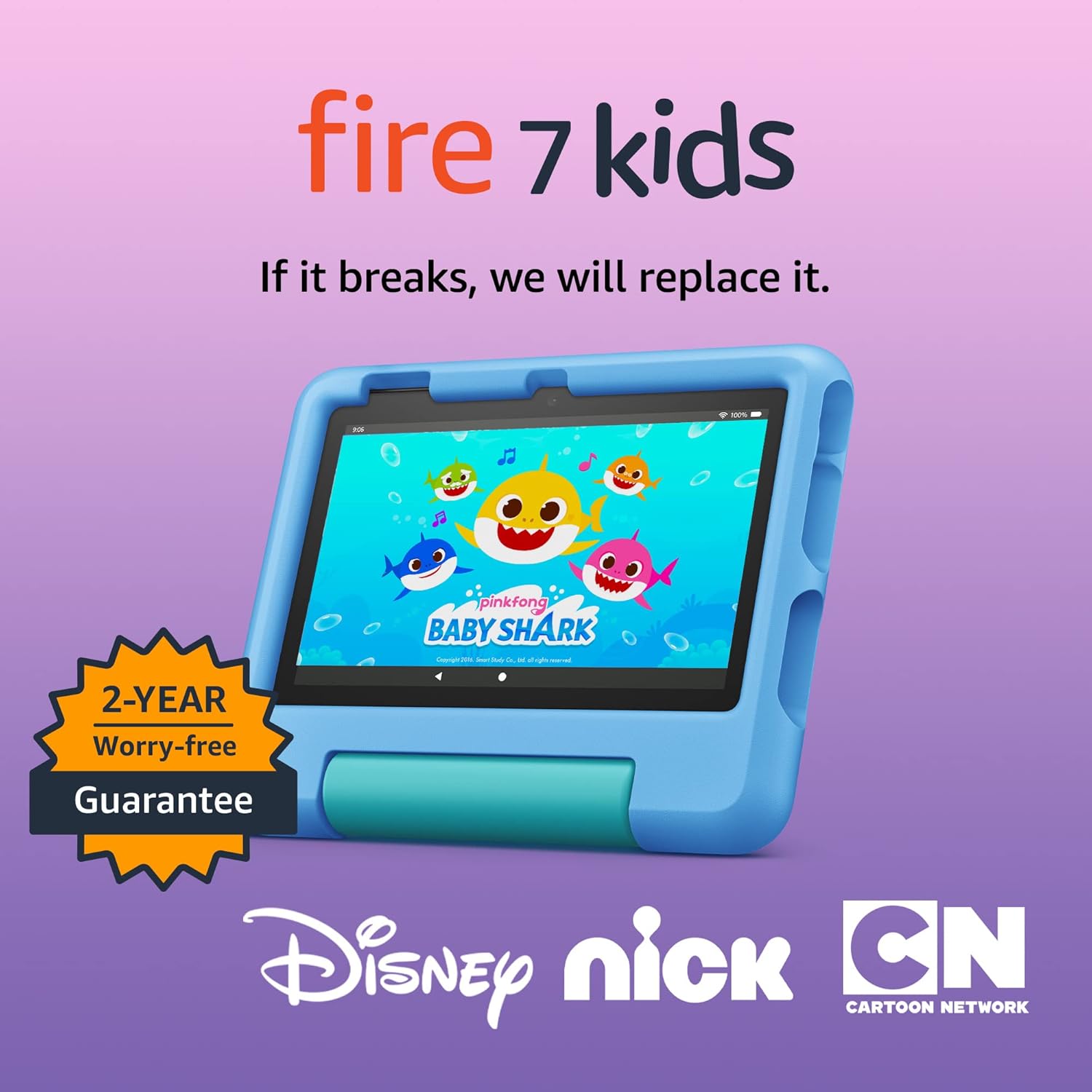 Amazon Fire 7 Kids tablet (newest model) ages 3-7. Top-selling 7″ kids tablet on Amazon. Includes 6 months of ad-free and exclusive content, easy parental controls, 10-hr battery, 16 GB, Blue